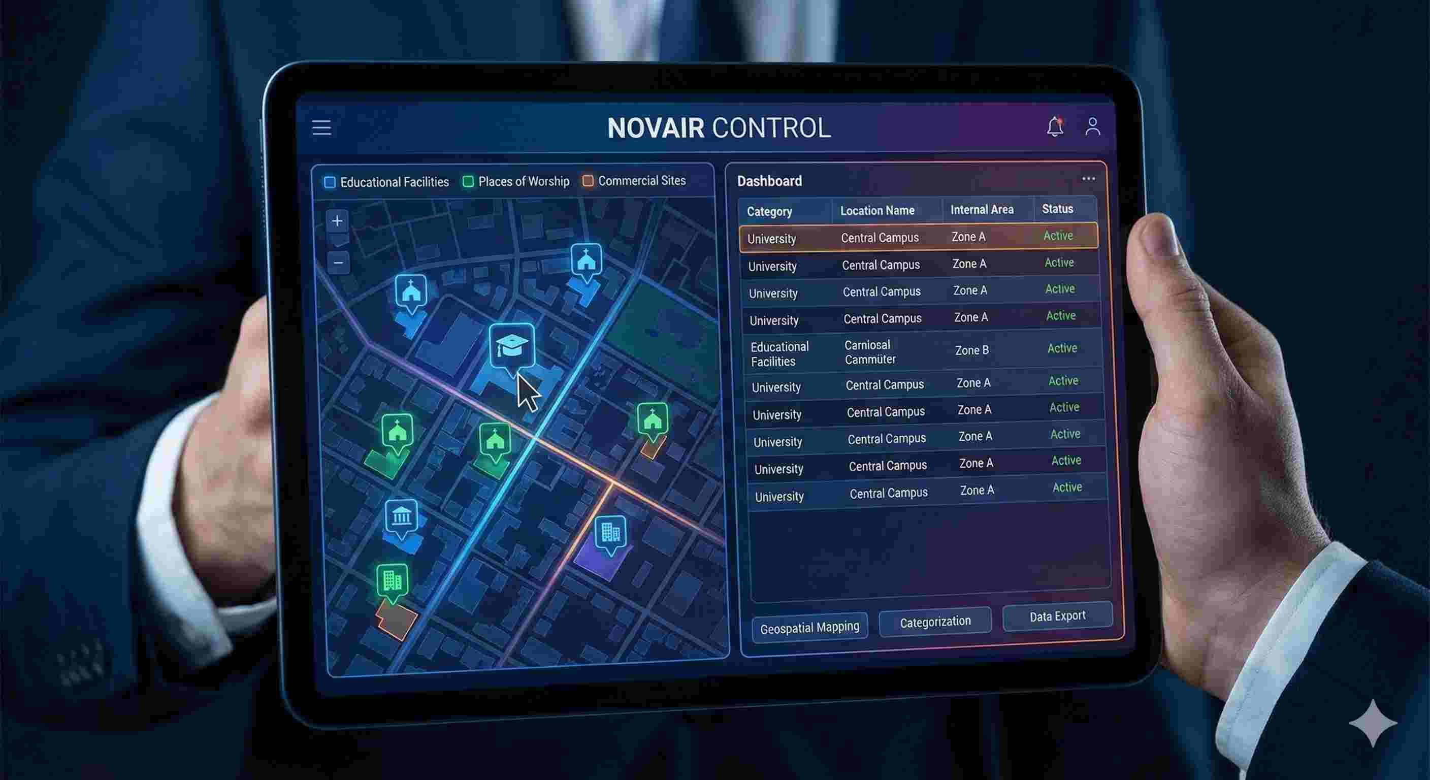 NOVAIR CONTROL Dashboard